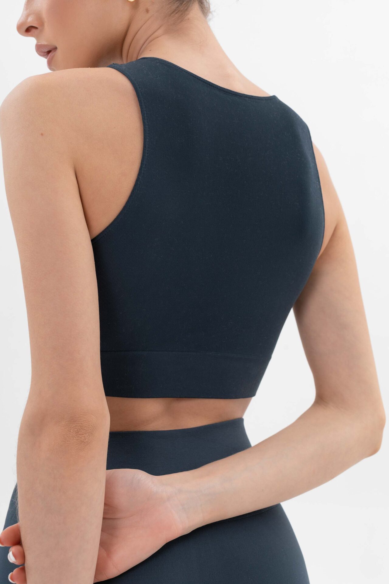 Top crop smanicato Elena - Blu Oceano