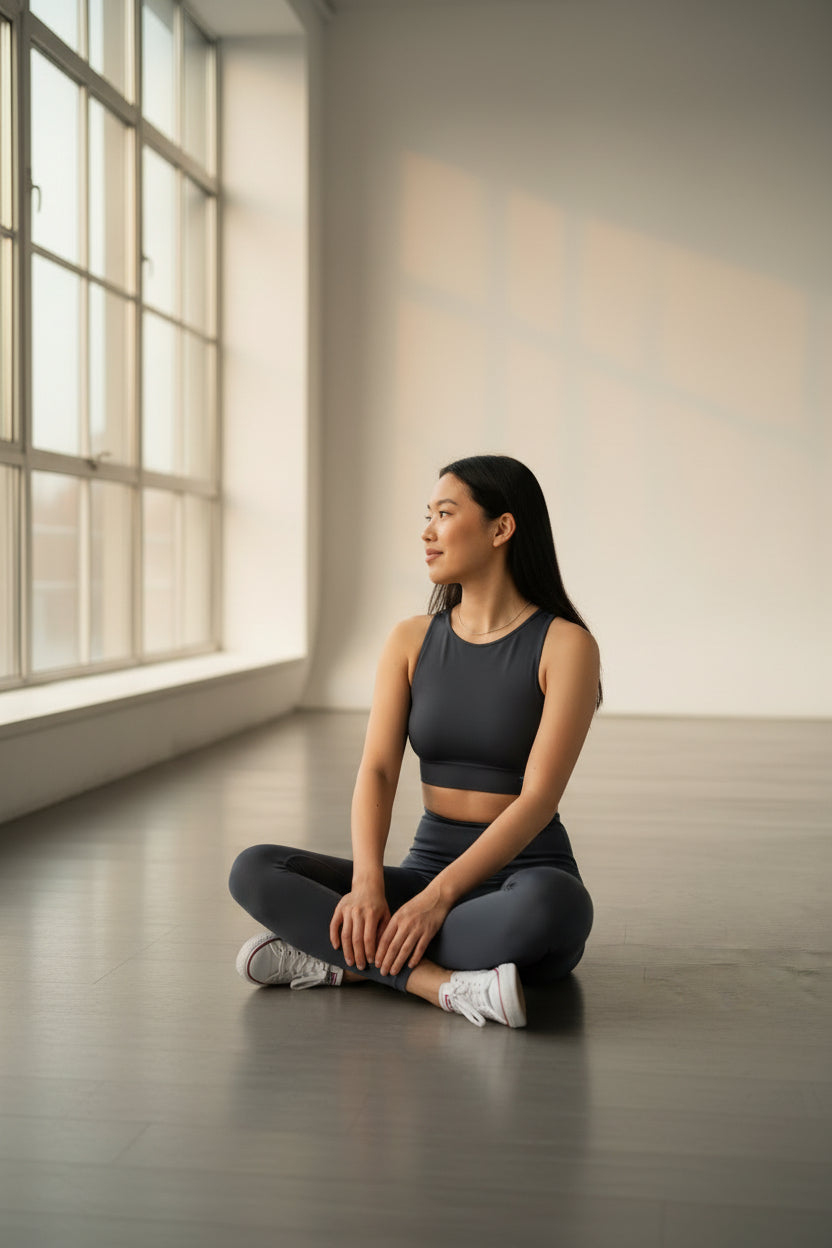 Top crop smanicato Elena - Blu Oceano