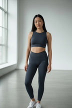 Top crop smanicato Elena - Blu Oceano