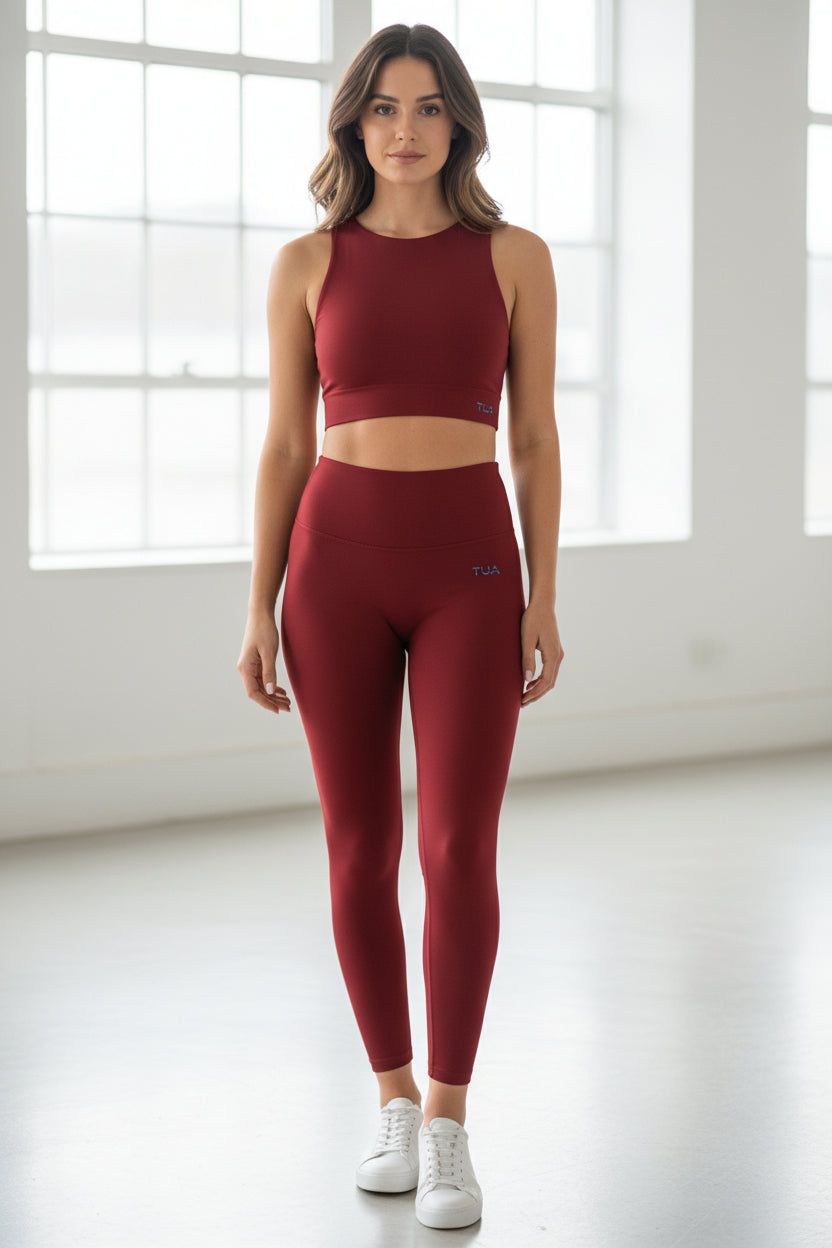 Top crop smanicato Elena - Rosso Rubino