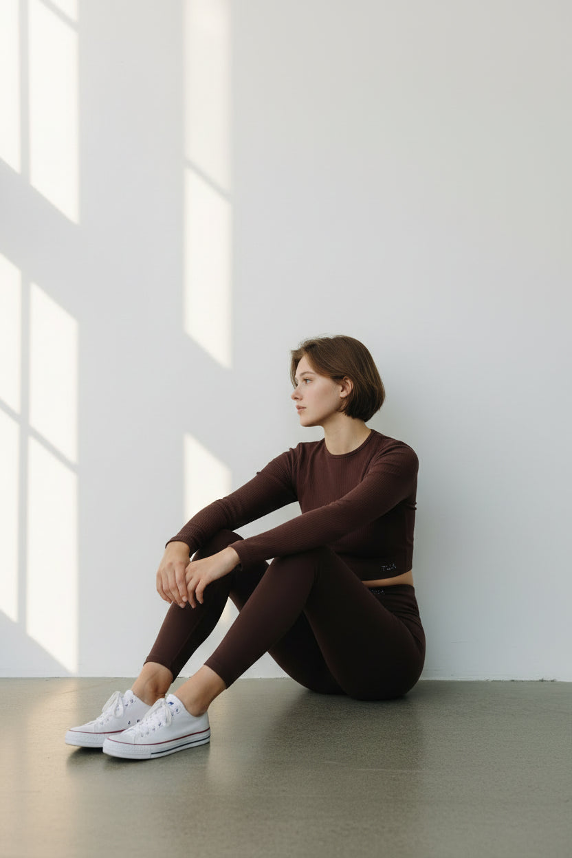 Top manica lunga Milena - Cioccolato