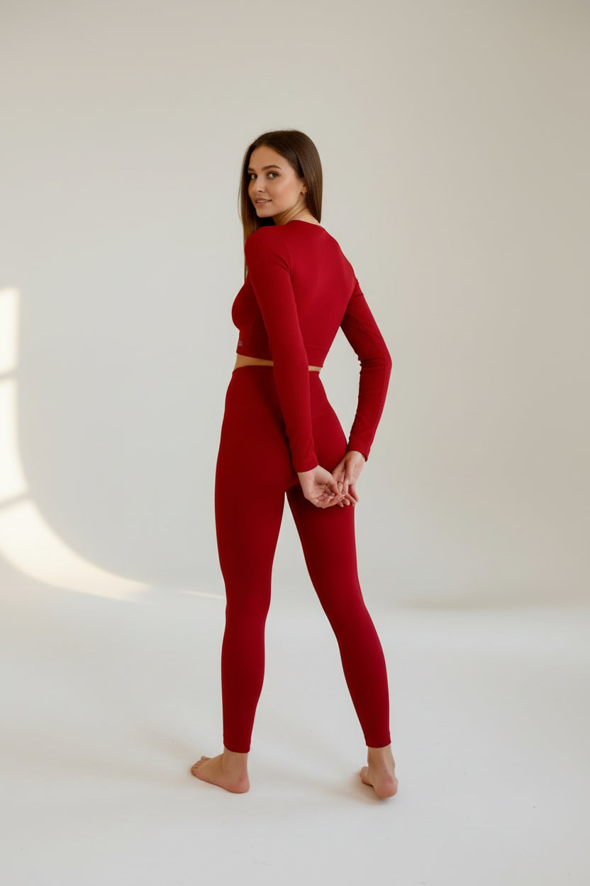 Top manica lunga Milena - Rosso Rubino