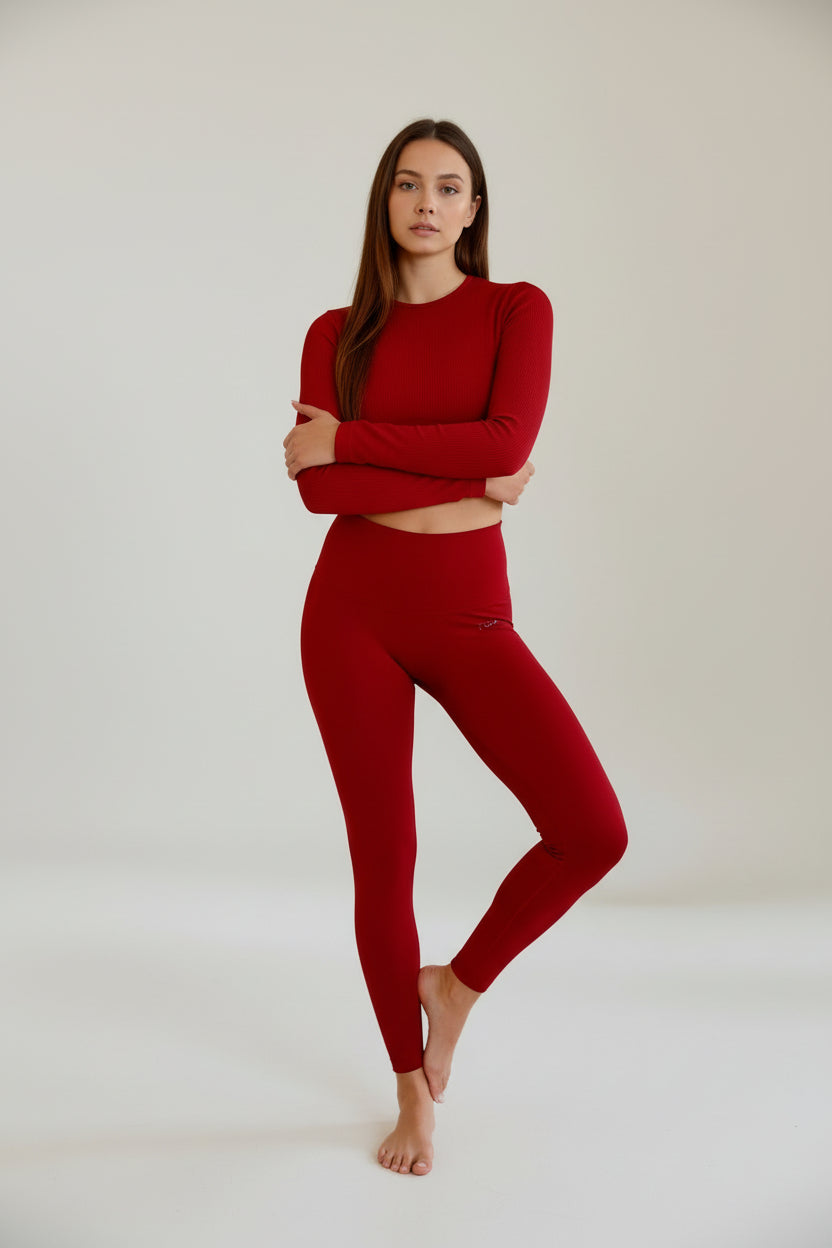 Top manica lunga Milena - Rosso Rubino