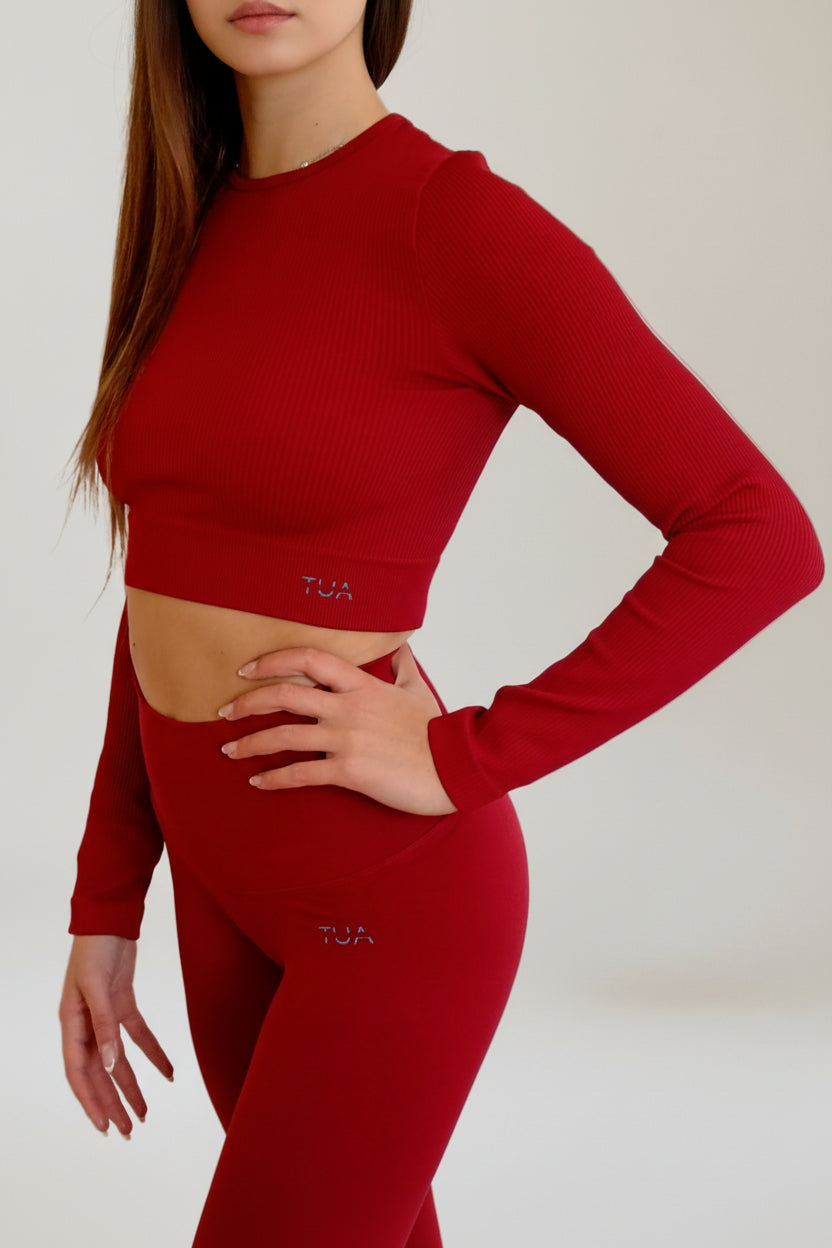 Top manica lunga Milena - Rosso Rubino