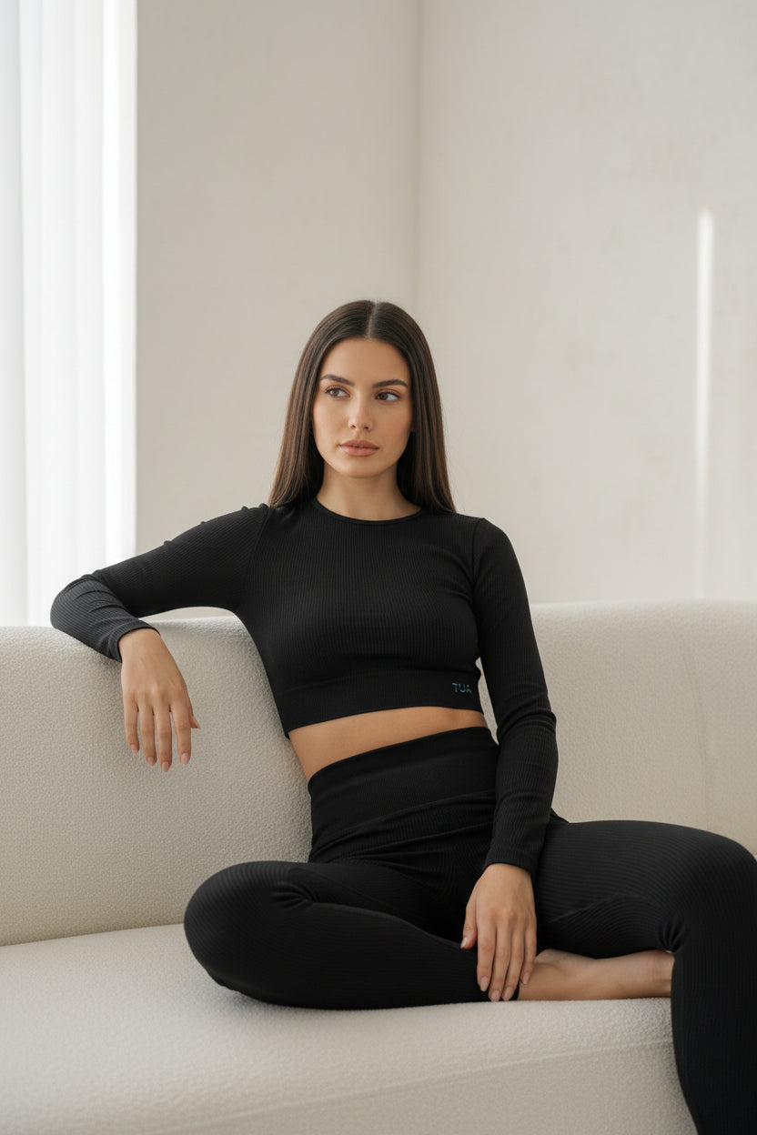 Top manica lunga Milena - Nero Vulcano