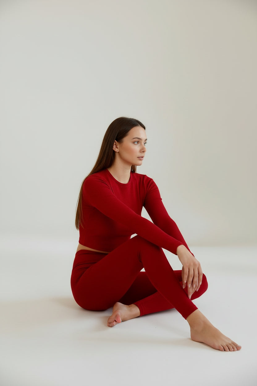 Top manica lunga Milena - Rosso Rubino