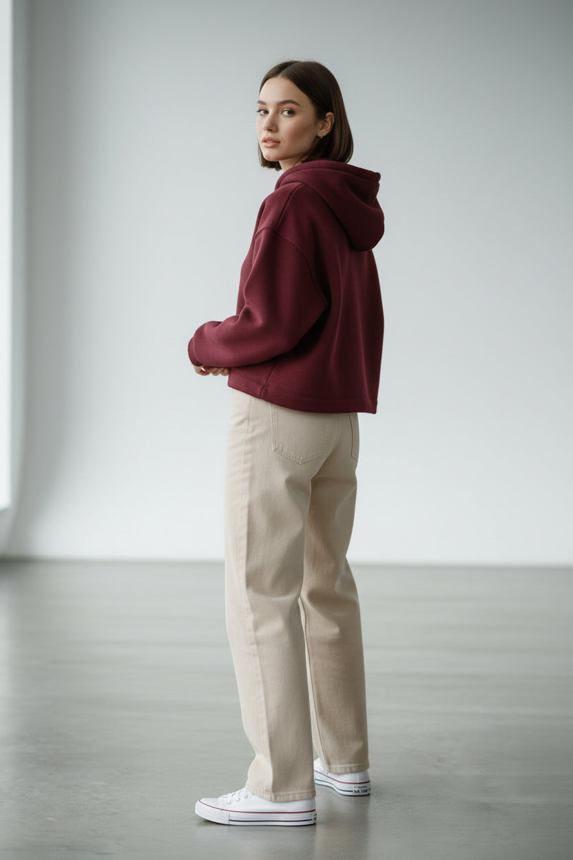 Felpa con cappuccio Mia - Vino