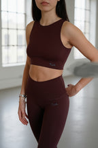 Top crop smanicato Elena - Cioccolato